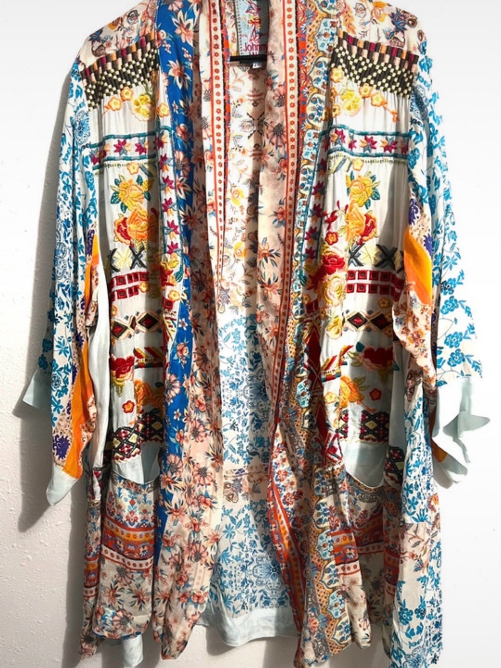 Johnny Was Multicolor Floral Embroidered Jeans Label